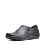 Clarks Black Leather Moccasin Slip-Ons for Women