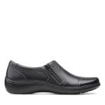 Clarks Black Leather Moccasin Slip-Ons for Women