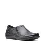 Clarks Black Leather Moccasin Slip-Ons for Women