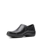 Clarks Black Leather Moccasin Slip-Ons for Women