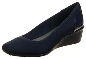 AK Anne Klein Sport Women's Wisher Fabric Wedge Pump, Navy, 7.5 M US
