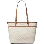 Michael Kors Winston Medium Top-Zip Pocket Tote Bag, Gold-Tone Hardware/Vanilla/Acorn