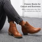 Jeossy Women's Brown Ankle Boots, Classic Low Heeled Short Booties, 905 - Yellow Brown, Size 8 US - Casual Comfortable Boots (DJY905 Yellow Brown 08)