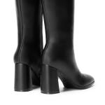 DREAM PAIRS Knee High Boots for Women Square Toe Gogo Chunky Heel with Side Zip,Size 7.5,Black-Pu,SDKB2407W