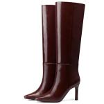 CELLENZ Womens Knee High Boots: Comfortable Stiletto Heels Boots - Heeled Wide Calf Tall Booties Women - Brown Leather Heeled Fall Boot Night Out Dancing Size 7