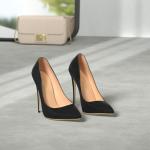 COLETER Women's Sexy Pointed Toe High Heels,4.72 inch/12cm Patent Leather Pumps,Wedding Dress Shoes,Cute Evening Stilettos Patent Black 7.5 US