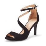 DREAM PAIRS Women's NILE Fashion Stilettos Open Toe Pump Heel Sandals,Size 7.5,Black,NILE