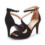 DREAM PAIRS Women's NILE Fashion Stilettos Open Toe Pump Heel Sandals,Size 7.5,Black,NILE