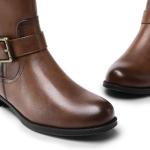 DREAM PAIRS Women's Knee High Riding Pirate Boots, Comfortable Low Chunky Heel Flat Motorcycle Buckle Boots for Women,Size 8,Tan,SDKB2413W