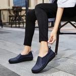 Hueneph Women's Comfort Navy Leather Loafers Cute Casual Slip On Lightweight Walking Flats Everyday Work Shoes 7 M US 2305-LAN070