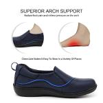 Hueneph Women's Comfort Navy Leather Loafers Cute Casual Slip On Lightweight Walking Flats Everyday Work Shoes 7 M US 2305-LAN070