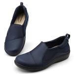 Hueneph Women's Comfort Navy Leather Loafers Cute Casual Slip On Lightweight Walking Flats Everyday Work Shoes 7 M US 2305-LAN070