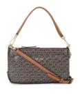 Calvin Klein Women's Lucy Triple Compartment Shoulder Bag, Brown/Khaki/Caramel Embossed, One Size
