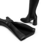 DREAM PAIRS Knee High Boots for Women Square Toe Gogo Chunky Heel with Side Zip,Size 10,Black-Pu,SDKB2407W