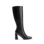 DREAM PAIRS Knee High Boots for Women Square Toe Gogo Chunky Heel with Side Zip,Size 10,Black-Pu,SDKB2407W