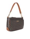 Calvin Klein Women's Lucy Triple Compartment Shoulder Bag, Brown/Khaki/Caramel Embossed, One Size