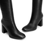 DREAM PAIRS Knee High Boots for Women Square Toe Gogo Chunky Heel with Side Zip,Size 10,Black-Pu,SDKB2407W