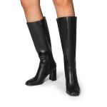 DREAM PAIRS Knee High Boots for Women Square Toe Gogo Chunky Heel with Side Zip,Size 10,Black-Pu,SDKB2407W