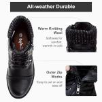 Vepose Women's Black Ankle Boots, Lace up Casual Combat Booties, Size 8 US - 927 Knitting Wool (CJY927 black 08)