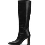 Lovee Cosee Black Leather Boots for Women Knee High Tall Boots for Women Square Toe Chunky Heels Wide Calf Block Heeled Dress Sexy Fashion Trendy Fall Wintern Boots Size 8