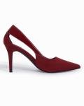 Coutgo Womens Dressy Heels Shoes Closed Pointed Toe Cut Out Pumps Casual Work Shoes, Red Wine, Size 8