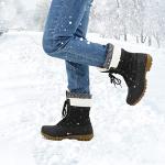mysoft Women's Winter Snow Boots Waterproof Insulated Mid-Calf Booties, Fur-lined Lace Up Shoes for Outdoor
