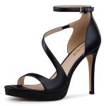 CELLENZ Stiletto Women High Heels: Platform Heel for Women Sexy Dressy - Black Heels Prom Comfortable - Strappy Heeled Sandals Size 7.5