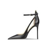 Qunvngutui Women's Pointed-Toe Bag-Toe Strappy High-Heeled Shoes Sexy Stiletto Pumps Black Pleather US7.5