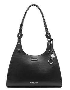 Calvin Klein Shelly Novelty Satchel, Black/Silver Mix, One Size