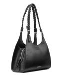 Calvin Klein Shelly Novelty Satchel, Black/Silver Mix, One Size