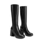 DREAM PAIRS Knee High Boots for Women Platform Square Toe Chunky Block Heeled Stylish Comfortable Tall Boots with Side Zipper,Size 7.5,Black,DWUMKB2541