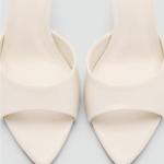 Riekhany High Heel Mules for Women Slip On Open Pointed Toe Classy Patent Leather Stiletto Pumps Formal Slingback Mule Sandals Dress Walking Shoes White