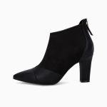Coutgo Womens Ankle Booties Dress Boots Pointed Toe Stiletto High Heel Splicing Booties Shoes with Back Zipper