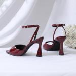 Susanny Burgundy Heels for Women Pointed Open Toe Strappy Chunky Block High Heels Ankle Strap Dark Red Kitten Heeled Sandals Stiletto Wedding Bridal Party Prom Sexy Dress Shoes 9.5
