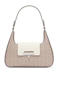 Calvin Klein Becky Demi Shoulder Bag, Almond/Taupe/White, One Size