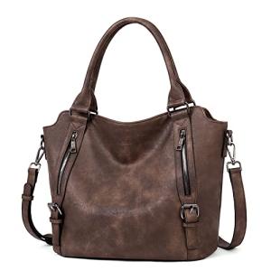 CLUCI Purses for Women Vegan Leather Hobo bag Large Handbag Shoulder Bag with Adjustable Strap Dark Coffee