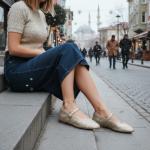 CUSHIONAIRE Bistro Mary Jane Flats for Women, Woven Ballet Flats Shoes with Strap and Memory Foam for All-Day Comfort, Gold 8.5