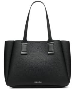 Calvin Klein Jett Organizational Tote, Black/Silver, One Size