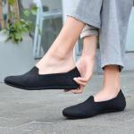 poemlady Women’s Ballet Flat Shoes Dress Knit Round Toe Slip On Ballerina Walking Flats for Woman Low Wedge Casual Comfort Soft A/Black