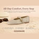 CUSHIONAIRE Bistro Mary Jane Flats for Women, Woven Ballet Flats Shoes with Strap and Memory Foam for All-Day Comfort, Gold 8.5