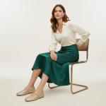 CUSHIONAIRE Bistro Mary Jane Flats for Women, Woven Ballet Flats Shoes with Strap and Memory Foam for All-Day Comfort, Gold 8.5