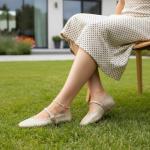 CUSHIONAIRE Bistro Mary Jane Flats for Women, Woven Ballet Flats Shoes with Strap and Memory Foam for All-Day Comfort, Gold 8.5