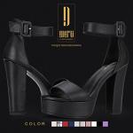 IDIFU IN5 Sabrina Black Heels Platform Block Chunky High Ankle Strap Heeled Sandals Sexy Wedding Party Dress Shoes for Women Open Toe Heels (Black Pu, 8)