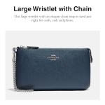 Coach Crossgrain Leather Wristlet w Chain