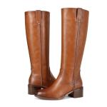ITOZER Brown Knee High Boots for Women Chunky Heel Round Toe Leather Patent Boots Low Block Heel Tall Boots With Side Zipper, Size 9