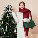 BOSTANTEN Genuine Leather Purses for Women Designer Handbags Crossbody Shoulder Bags Top Handle Satchel Dark green