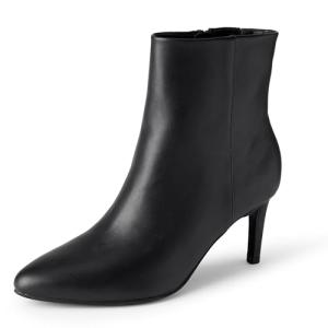 Amazon Essentials Women's Stiletto Dress Boots, Black Faux Leather, 12