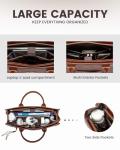 LOVEVOOK Laptop Tote Bag for Women, Vintage Leather Work Bag With Cup Holder, Waterproof Computer Purse, Professional Briefcase Office Shoulder Handbag, 15.6 Inch, Brown