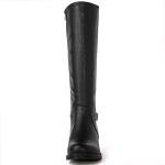 GLOBALWIN Women's Black Knee High Motorcylce Boots Strappy Boots For Women 7.5M