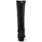 GLOBALWIN Women's Black Knee High Motorcylce Boots Strappy Boots For Women 7.5M